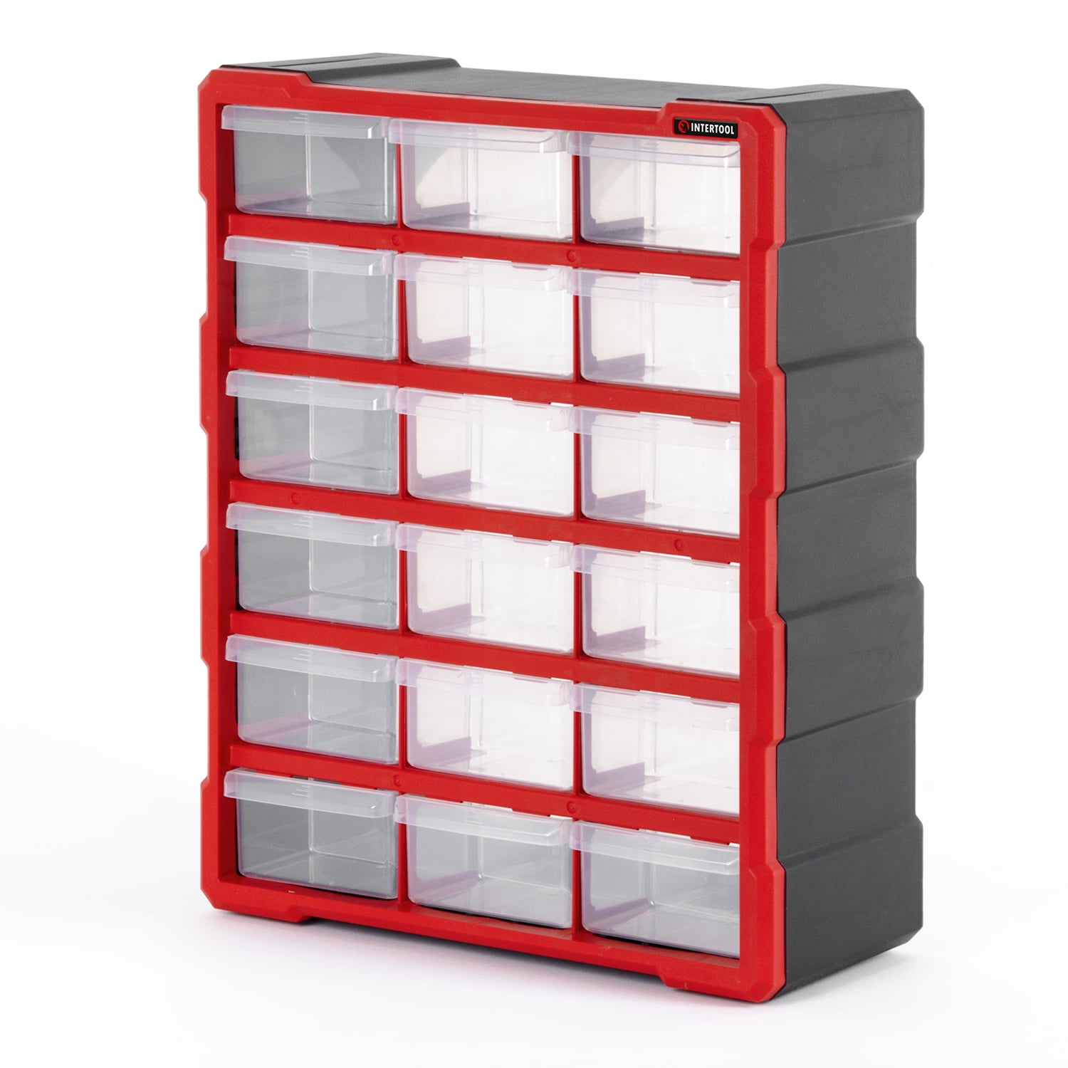 INTERTOOL Portable Storage Organizer, 18 Compartment Drawers, Storing Container, Hardware