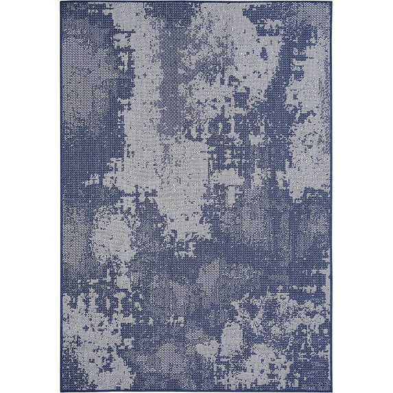 Abstract Vintage Rug - 7 ft. 10 in. x 10 ft., Navy, Indoor/Outdoor Area Rug with Distressed Pattern, Stain Resistant, Washable Rug | Stylish Area Rugs