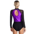 thumbnail image 2 of Alvivi Women's Long Sleeve Gymnastics Leotard Acrobatics Performer Costume Ballet Dance Bodysuit Purple L, 2 of 7
