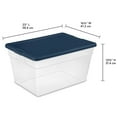 thumbnail image 3 of Sterilite Stackable 56 Quart Storage Tote, Clear with Marine Blue Lid, 8 Pack, 3 of 8