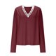 thumbnail image 4 of Conjuntos de otoño para mujer,Blusa informal de poliéster con cuello en V y manga corta para mujer, ideal para usar en cualquier temporada, sopatenor, 4 of 8