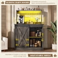 thumbnail image 6 of Homieasy Farmhouse Coffee Bar Cabinet with Charging Station, LED Lighting, Adjustable Shelves & Rustic Sliding Barn Door Design for Kitchen, Dining, or Living Room, Black Oak, 6 of 9