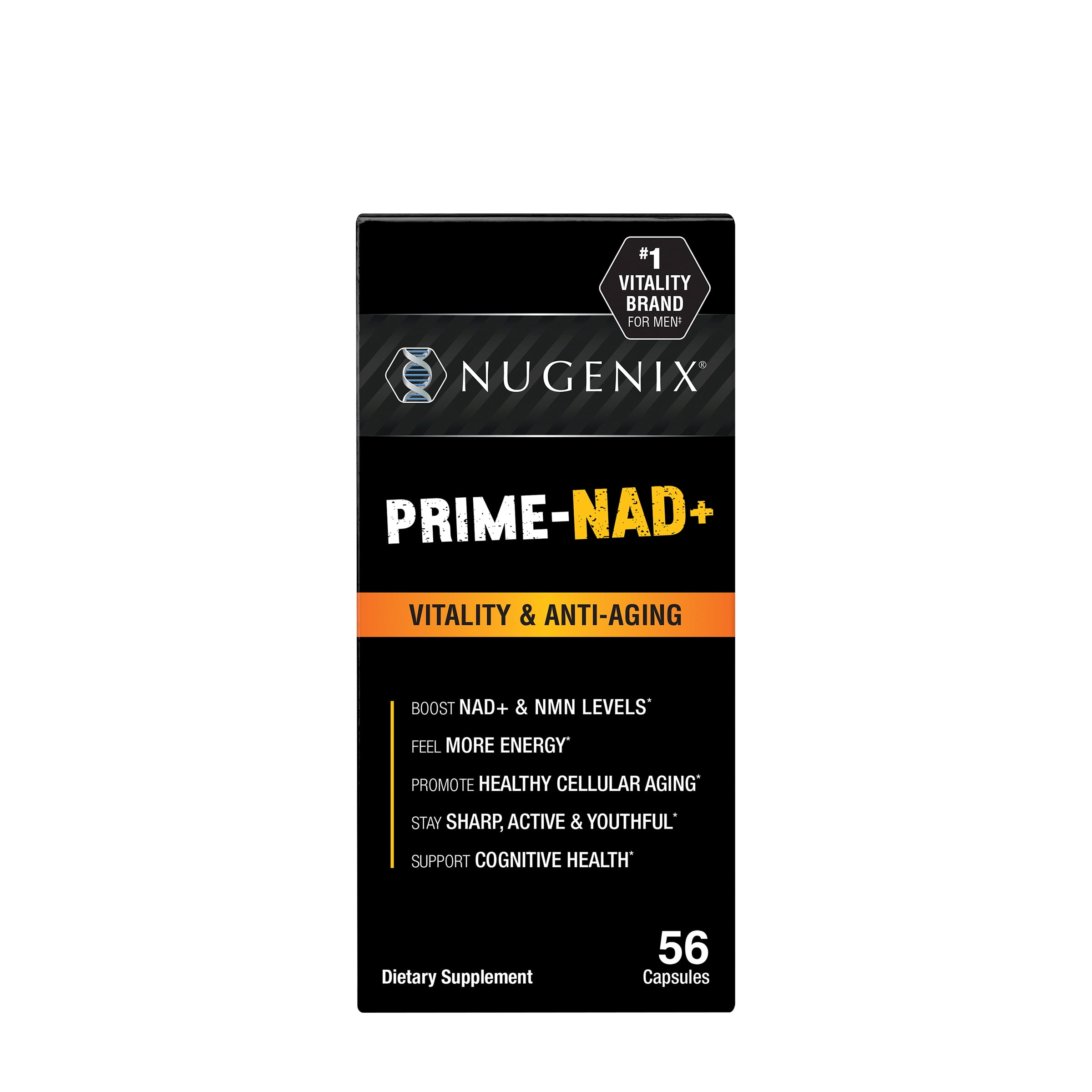 Nugenix® Prime-NAD+, with Resveratrol, Glutathione, & CoQ10, Boost NAD+ & NMN Levels for Anti-Aging, Cell Health & Energy, 56 Capsules