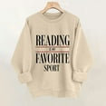 thumbnail image 6 of Reading Is My Favorite Sport Sweatshirt Book Lover Gift Funny Long Sleeve Pullover Sweatshirts, M Khaki, 6 of 6