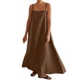thumbnail image 1 of Wdgfv Robe Maxi d'Été pour Femmes avec Bordure Contrastée Bretelles Spaghetti Dos Nu Sans Manches Robe Longue Décontractée de Plage, 1 of 5