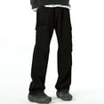 thumbnail image 3 of Ndbuld Cargo Pants Men's Solid Color Pocket Work Pants Straight Leg Pants,Black,2XL, 3 of 6