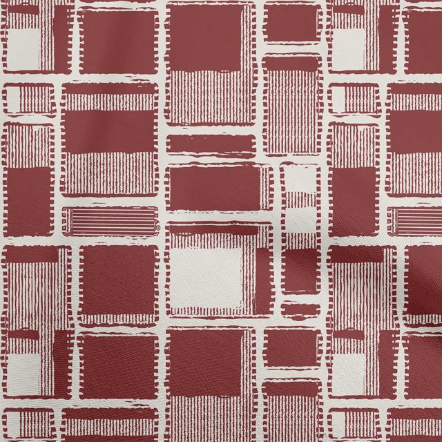 oneOone Velvet Maroon Fabric Geometrical Craft Projects Decor Fabric Printed By The Yard 58 Inch Wide
