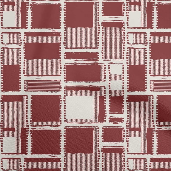 oneOone Cotton Poplin Maroon Fabric Geometrical Dress Material Fabric Print Fabric By The Yard 56 Inch Wide