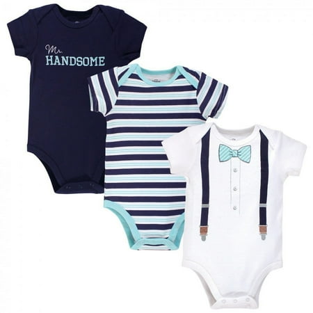 UPC: 0660168727524 | Little Treasure Baby Boy Cotton Bodysuits 3pk  Mr Handsome  12-18 Months
