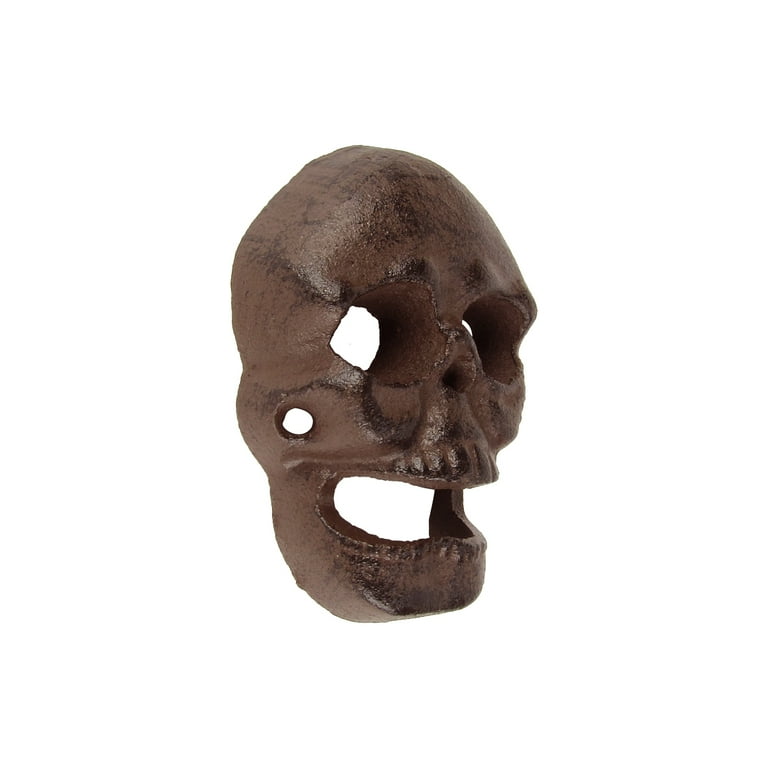 Metal Wall Mount Skeleton Head Skull Beer or Soda Bottle Cap Opener Metal Wall Mount Skeleton Head Skull Beer or Soda Bottle Cap Opener