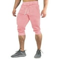 thumbnail image 2 of ADSSDQ Men's 3/4 Jogger Sweatpants with Pockets Knee Length Running Training Workout Athletic Capri Shorts Pink M, 2 of 4
