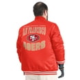 thumbnail image 3 of Men's G-III Sports by Carl Banks Scarlet San Francisco 49ers Adaptive Team Graphic Satin Full-Snap Varsity Jacket, 3 of 5