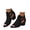 Black, variant on Women's Peep Toe Ankle Booties Suede Chunky Heels Cutout Back Zipper Sandals Ankle Strap Dress Sandals