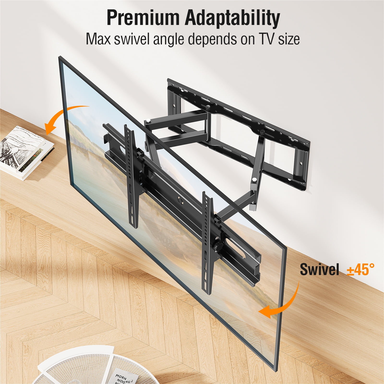 HOMOUNT Full Motion TV Wall Mount for Most 32-80 inch TVs, Wall Mount Bracket with Articulating Swivel and Tilt, Max VESA 600x400mm, Holds up to 132lbs