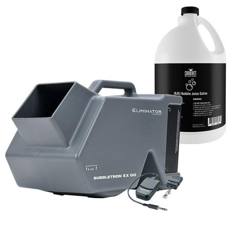 Eliminator Lighting BUBBLETRON EX GO Battery Powered Rechargeable Bubble Machine & Fluid Package