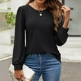 thumbnail image 4 of Womens Long Sleeve Eyelet Tops - Crew Neck, Fall Casual Blouses - Solid Color, Loose Fit, Breathable Fabric - S-XXL Sizes, 4 of 8