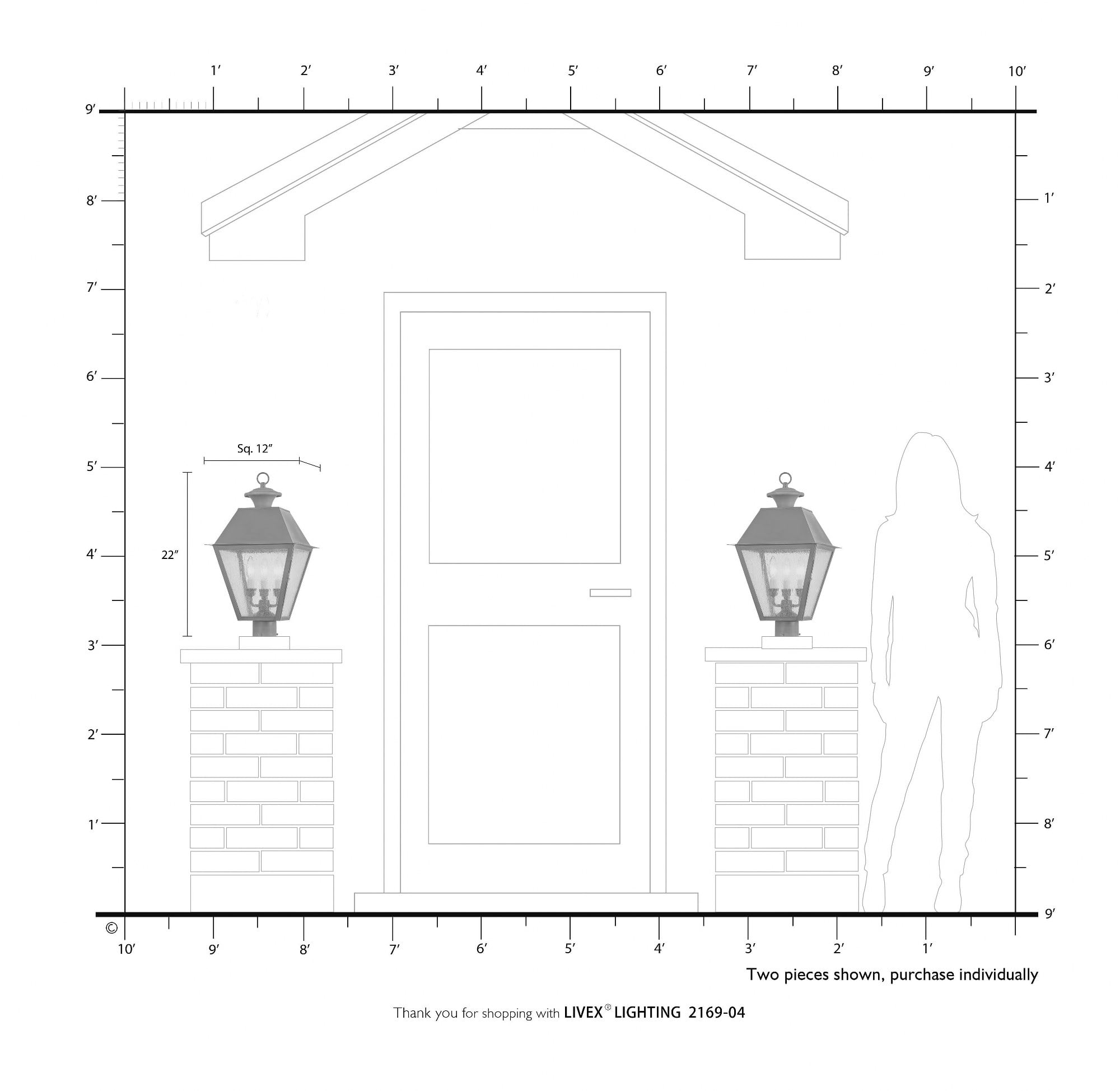 Livex Lighting Mansfield 3 Light Outdoor Post Lantern