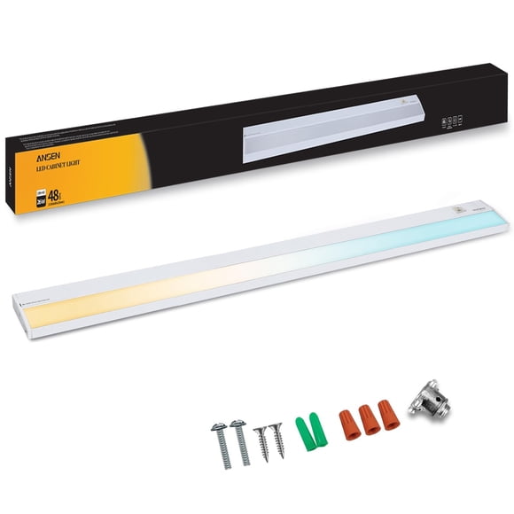 Ansen Hardwired Under Cabinet Lighting, 48in 26W LED Light for Kitchen/Closet, 1720lm, CRI>92, R9>90, Dimmable, 3 Color Temperature, 3000K/4000K/5000