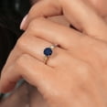 thumbnail image 4 of Gem Stone King 925 Sterling Silver and 10K Yellow Gold Blue Sapphire and White Lab Grown Diamond 3 Stone Engagement Ring for Women (0.63 Cttw, Round Gemstone September Birthstone, Size 5), 4 of 4