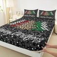 thumbnail image 3 of Homewish Merry Christmas Twin Sheet Sets,Cheetah Pattern Twin Fitted Sheet,Colorful Xmas Tree Flat Sheet For Boys Kids,Microfiber Bedroom Decor,3-Piece, 3 of 7
