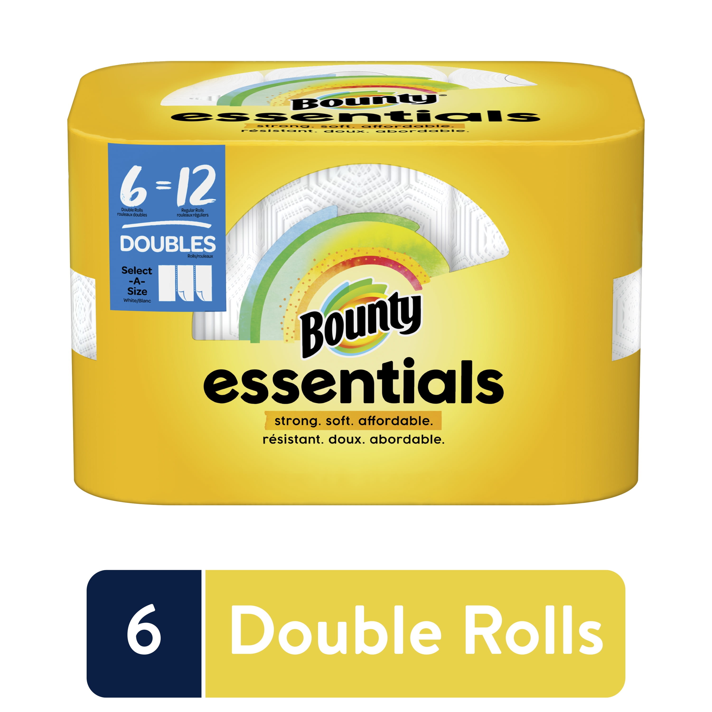 Bounty Essentials SelectASize Paper Towels, White, 6 Double Rolls