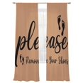 thumbnail image 2 of Sheer Curtains 84 Inches Long 2 Panels, Please Remove Your Shoes Text Rod Pocket Curtain Voile Draperies, Black Footprint on Brown Light Filtering Window Treatment for Living Room Kitchen Bedroom, 2 of 8