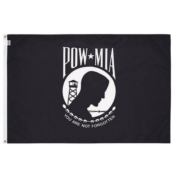 Valley Forge  3 x 5 ft. Black & White Pow-Mia Military Flag