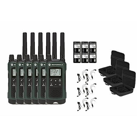 Hands Free Emergency Speakerphone - Motorola Talkabout T465 Two-Way Radios / Walkie Talkies - Weatherproof 22 Channels PTT IVOX Flashlight 6-PACK