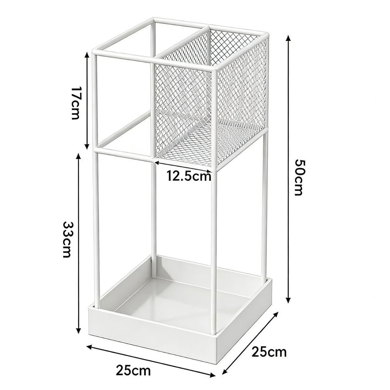 Fiocias Modern Iron Umbrella Holder Stand Anti Slip Storage Organizer Bin for Long Short White