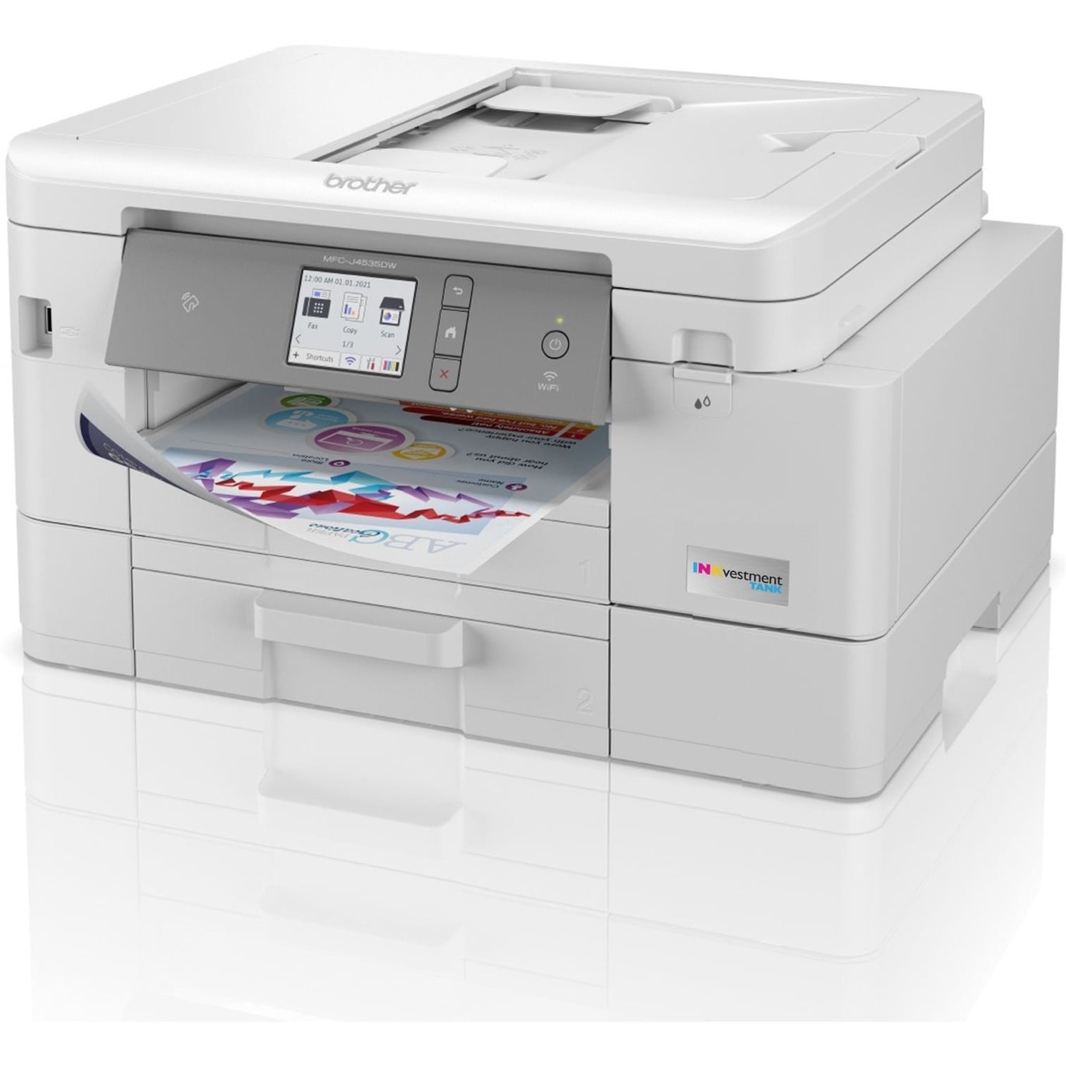 zwaartekracht Kritisch Grof Brother MFC-J4535DW INKvestment Tank All-in-One Color Inkjet Printer with  NFC, Duplex and Wireless Printing plus Up to 1-Year of Ink in-box(1) -  Walmart.com