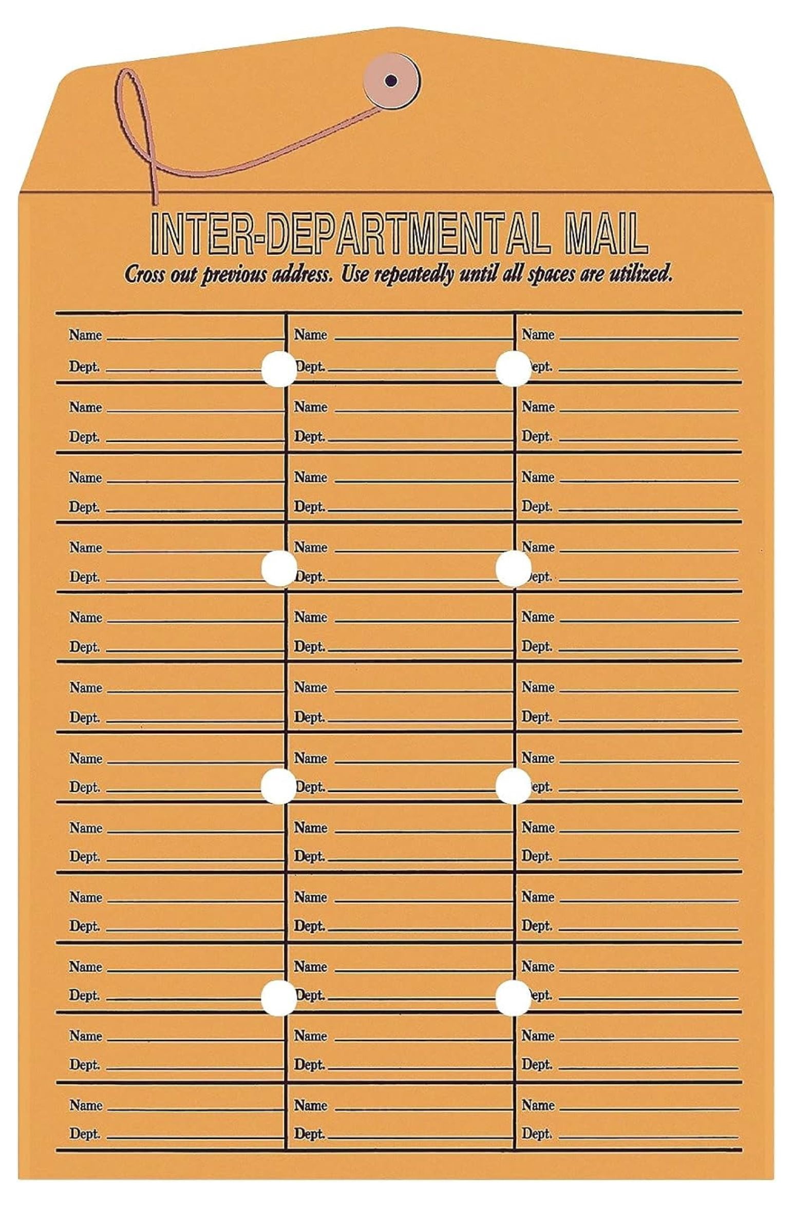 Interoffice Envelopes 10x13, Button & String Closure, Brown Mail Envelopes 100 Pack, Reusable Office Envelopes for Document Mailing, Business & School Use
