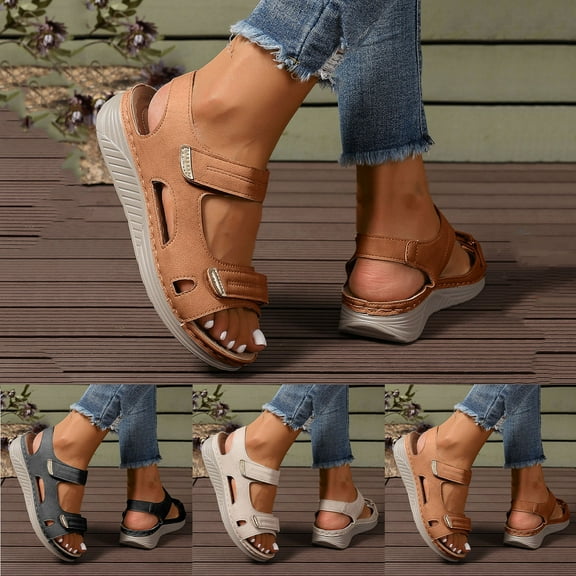 Sandals for Women Flat Heel Open Toe Slip-on Slipper Casual Summer Shoes Women Casual Breathable Thick-Soled Sandals Women Beach Shoes