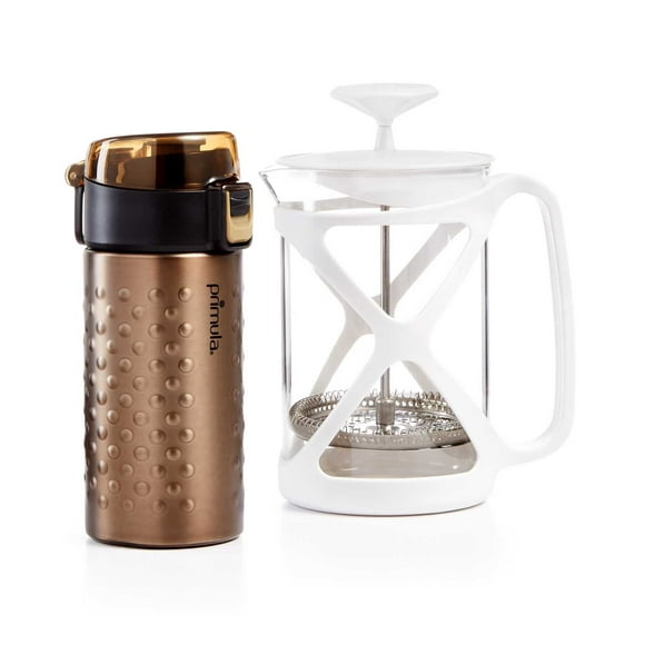 Primula Coffee Brew & Go Set 12oz Thermal Tumbler and 6 Cup Coffee Press, Bronze
