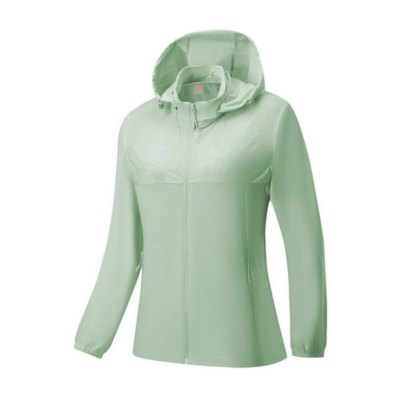 UPPADA Women and Men Waterproof Jacket Outdoor Bicycle Sports Windbreaker Windproof Coat Lightweight Hooded Softshell Rain Jacket for Running Travel Hiking Green L