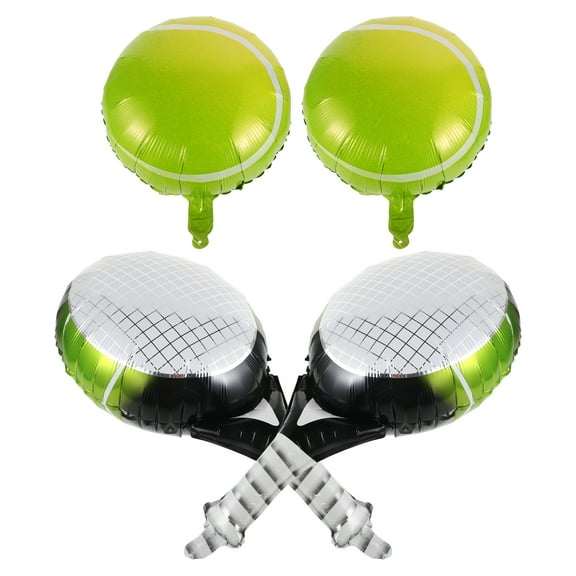 OUNONA Tennis Party Balloon Set of 1 Green Foil Tennis Ball and Racket Balloons for Sports Birthday