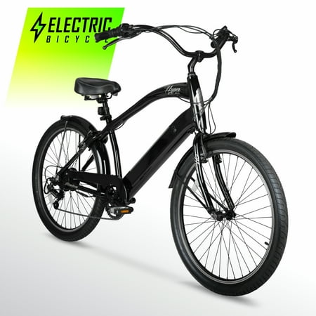 Hyper Bicycles 26" 36V Men's Electric Cruiser E-Bike with Pedal-Assist, 250W Motor, Black