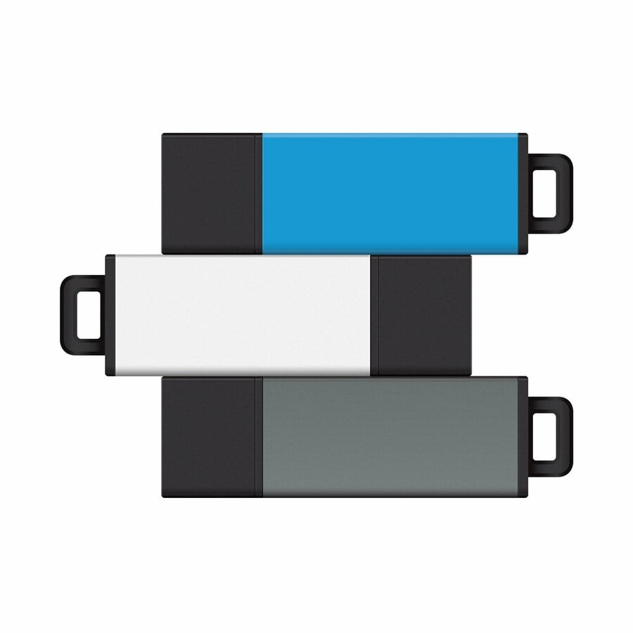 8GB USB 2.0 Pro2 3Pk (Aqua, White, Grey)