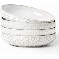 Embossed Ceramic Pasta Bowls, 42 oz Bowl Plates Set,9-Inch Large Serving Bowls Set of 4, Perfect for Pasta, Salad, Fruit, Sturdy&Stackable, Microwave & Dishwasher Safe
