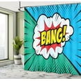thumbnail image 4 of Ambesonne Pop Art Shower Curtain, Retro Comic Book Bang Sign, 69"Wx84"L, Sky Blue and Sea Green, 4 of 4