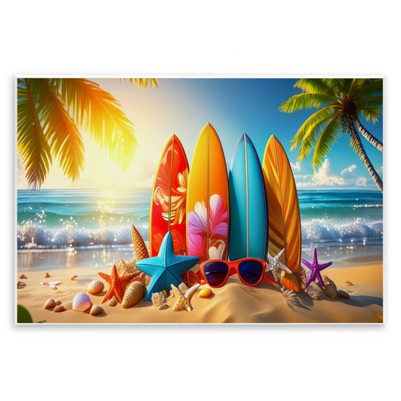Stupell Industries Tropical Surf & Turf Nautical & Beach Painting Unframed Art Print Wall Art, 15 x 10