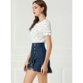 thumbnail image 4 of DARING DIVA Women's Ruffle Hem Button Mini Denim Jeans Skirt XS Blue, 4 of 6