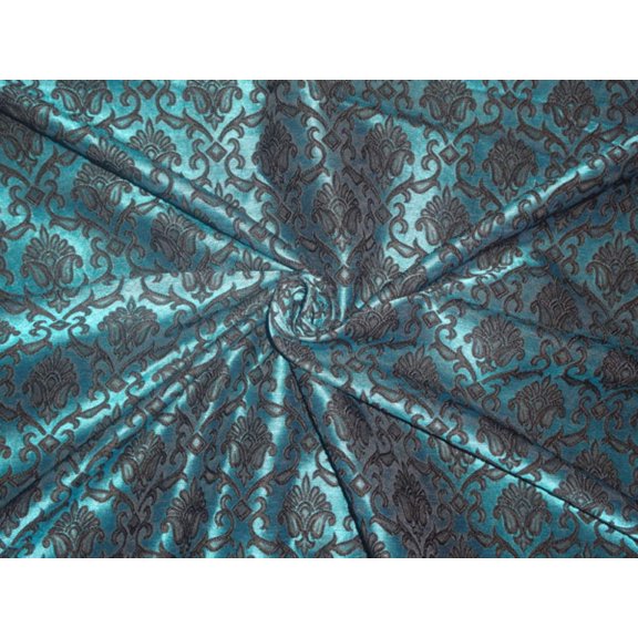 Brocade Fabric Black x Green Color 58" wide BRO527[3]