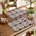 thumbnail image 2 of Easter Eggs Placemats Set of 8, Spring Colored Eggs Floral Dark Blue Background Heat Insulated Linen Place Mats, Washable Stain-Proof Table Mats for Dining Tables Holiday Decor 13x19 Inches, 2 of 9