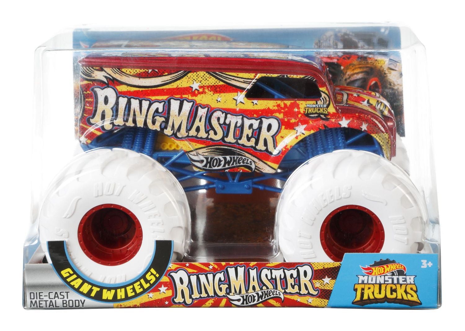 ​Hot Wheels Die-cast 1:24 scale Monster Truck Dairy Delivery Ring Master with Giant Wheels