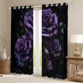 thumbnail image 2 of Feelyou Romantic Purple Rose Black Out Curtains, Fashion Anniversary Curtains Pack of 2 (42x63 Each), Floral Flower Bedroom Curtains, Blackout Curtains Bedroom Decor, 2 of 6