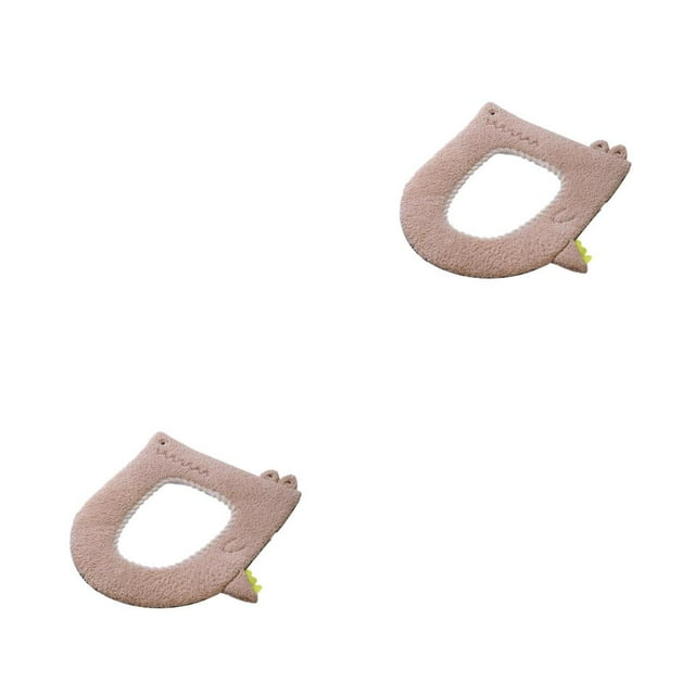 Yuarrent Asiento de inodoro de tamaño compacto, accesorios para el hogar, calentador de invierno, transpirable, lavable, instalación Beige 2piezas