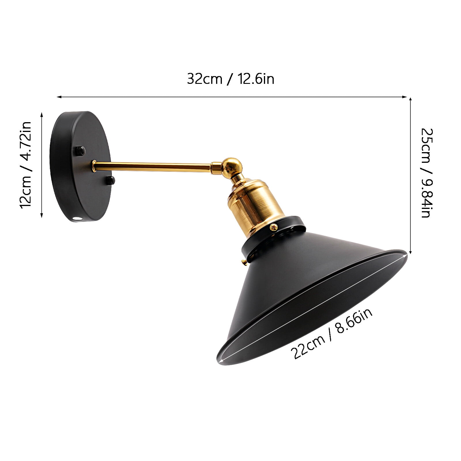 Vintage Industrial Cone Wall Sconce - Plug-In Fixture for Stylish Lighting