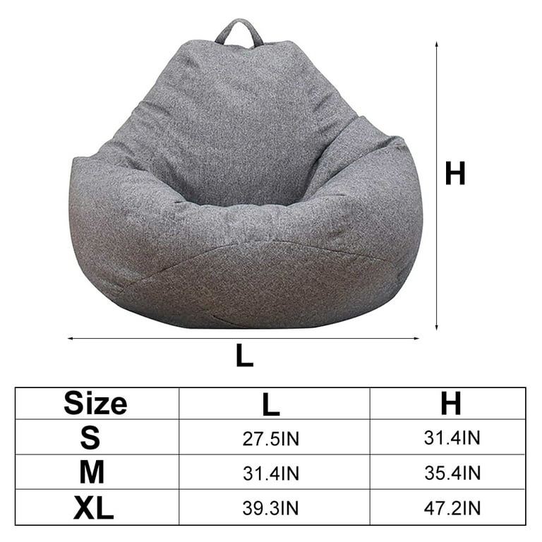 Pluokvzr Bean Bag Chair Cover，Adults Large High Back Bean Bag