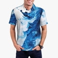 thumbnail image 1 of Balery Blue White Fluid Art Camisa Polo de Hombre con Estampado, de Manga Corta y Tejido Medio, Camisa Tipo Golf Polo-Medium, 1 of 6