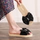 thumbnail image 5 of Alpargata de paja de imitación, sandalias para mujer, pantuflas de mujer con tacón plano y playa plana floral Wmkox8yii  ytu6732, 5 of 7